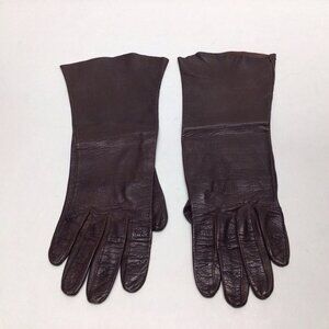 Vintage Women’s Brown Soft Leather Formal Long Opera Gloves 12” Size M/L